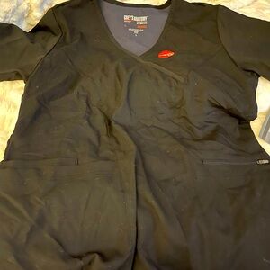 NWT Greys anatomy black stretch scrub top. Size Large